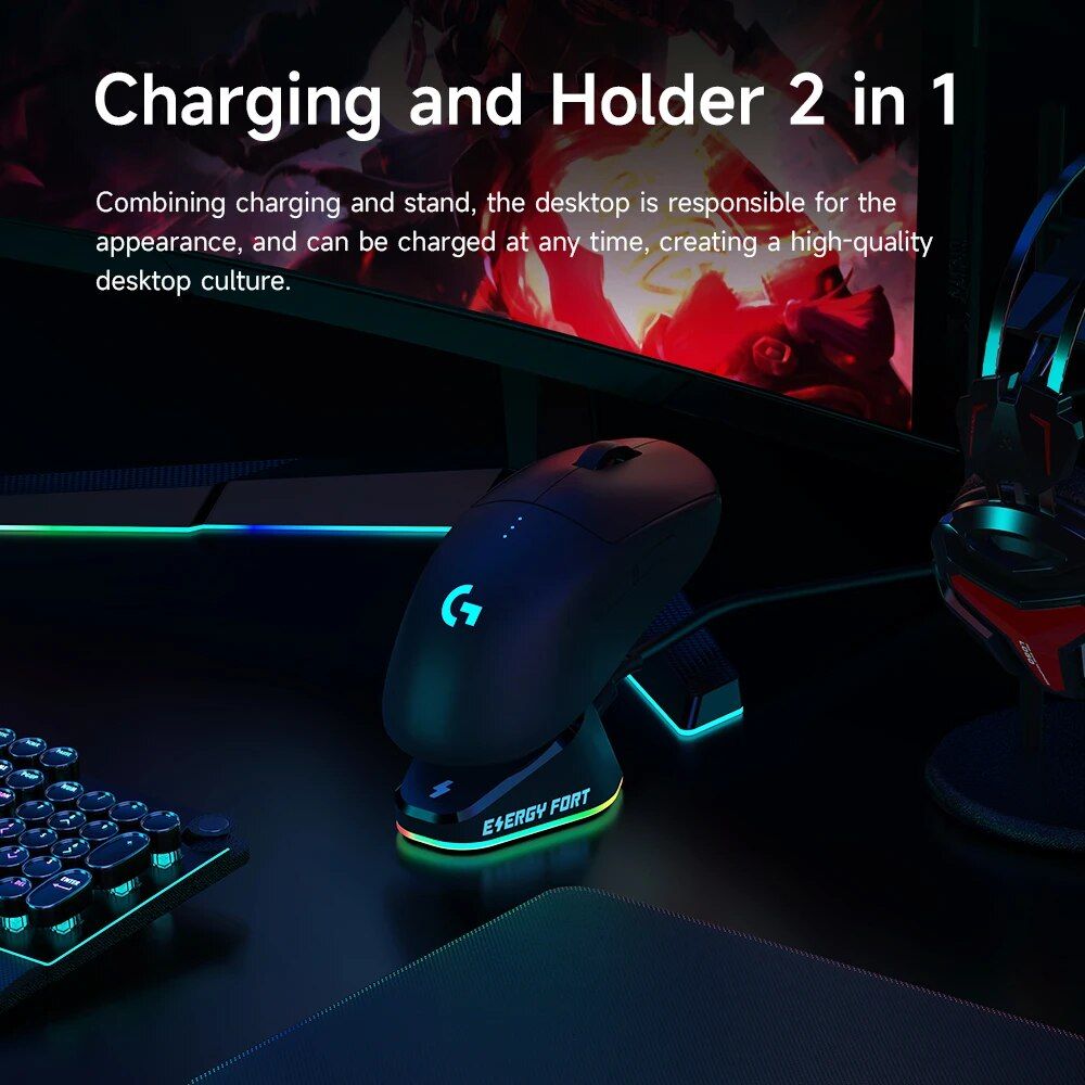 Wireless Gaming Mouse Charging Dock with RGB Indicator - Image 6